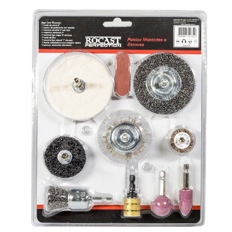 Jogos de Pontas Montadas e Escovas 10 peças 308,0001 ROCAST