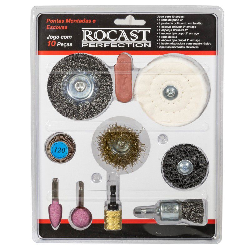 Jogos de Pontas Montadas e Escovas 10 peças 308,0001 ROCAST