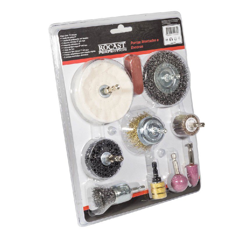 Jogos de Pontas Montadas e Escovas 10 peças 308,0001 ROCAST