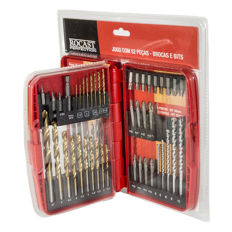 Jogo de Brocas e Pontas Bits 52 peças 360,0001 ROCAST