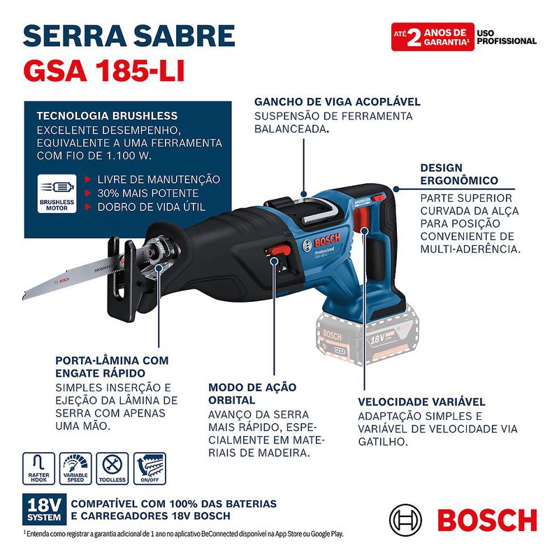 Serra Sabre 18V Brushless SB (GSA 185-LI) - Bosch