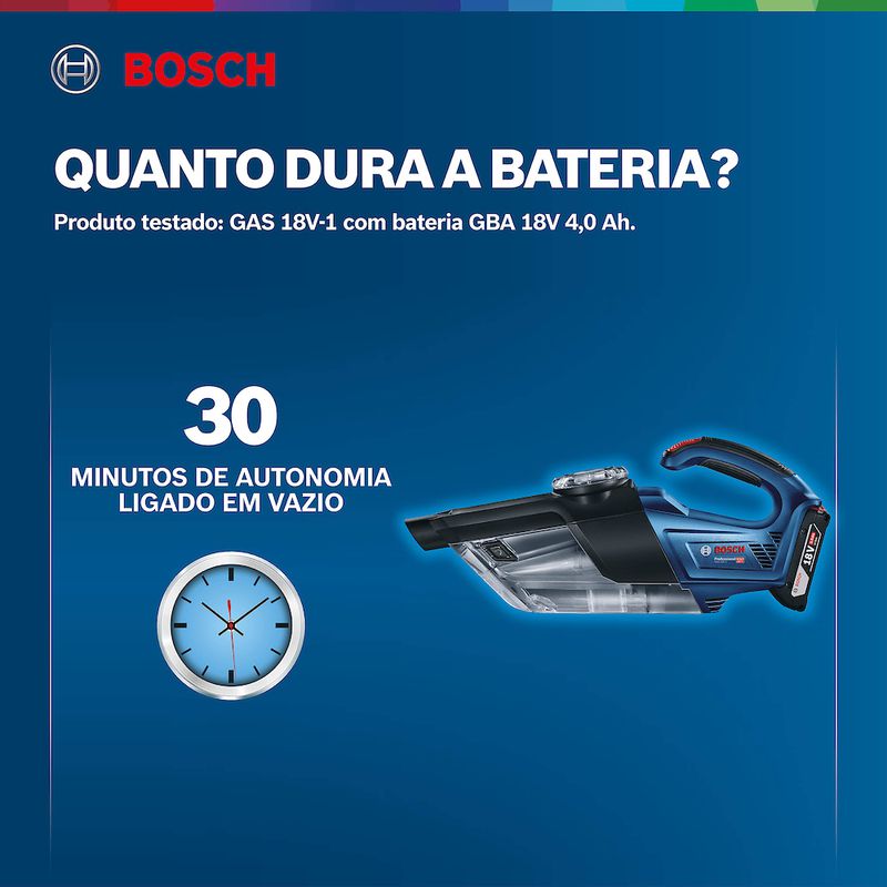 Aspirador de Pó c/ Reservatório 0,7L a Bateria 18V GAS 18V-1 - Bosch