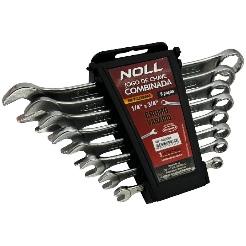 Jogo de Chaves Combinadas 1/4'' - 3/4'' - 8 Peças (408,0003) - Noll