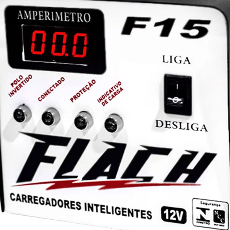 Carregador Inteligente de Bateria 15A-12V Bivolt F15 - Flach