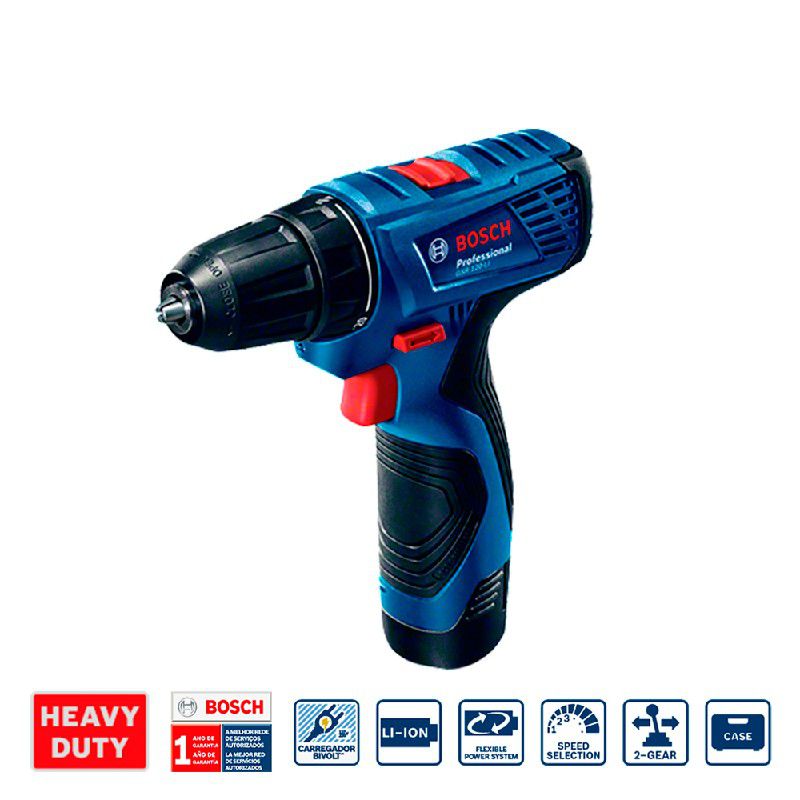 Parafusadeira e Furadeira a Bateria de 3/8'' Bosch GSR 120-LI, 12V, com 1 Bateria 2,0Ah e Carregador Rápido BIVOLT