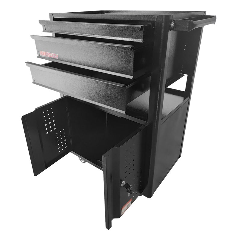 Carrinho Para Ferramentas Fechado Com 3 Gavetas (NC-10) - Nocram