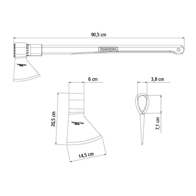 Machado Soldado Com Cabeça Redonda e Cabo 90cm (77320/544) - Tramontina