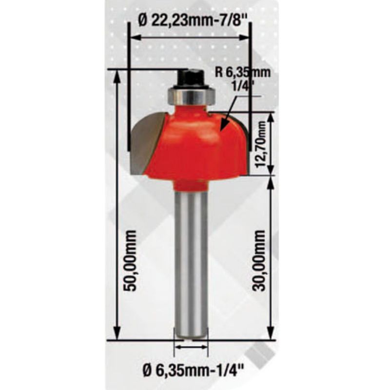 Fresa Para Tupia Moldura Arredondada 7/8'' x 1/4'' (91,0010) - Rocast