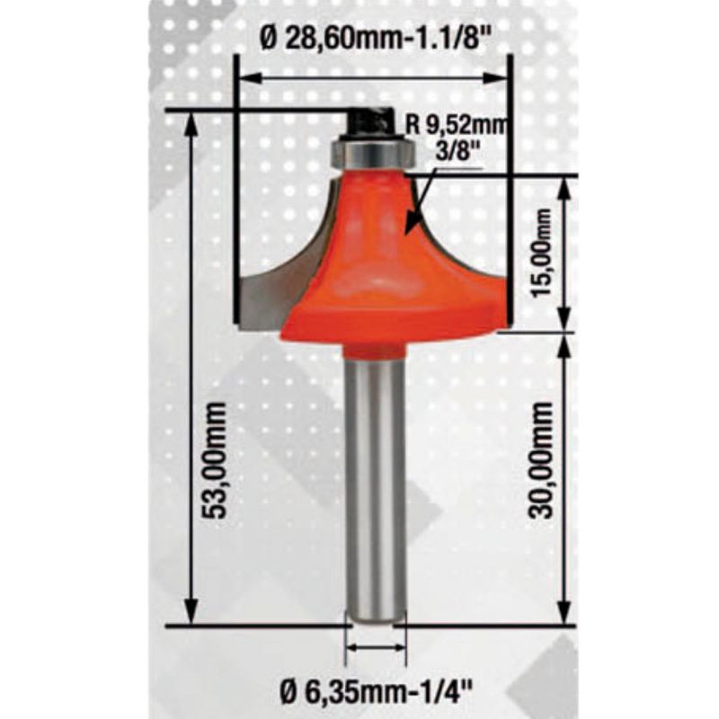 Fresa Para Tupia Quebra Canto - Com Rolamento 1.1/8'' x 1/4'' (91,0009) - Rocast
