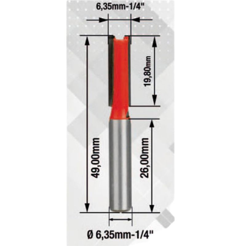 Fresa Para Tupia Reta 1/4'' x 1/4'' (91,0002) - Rocast