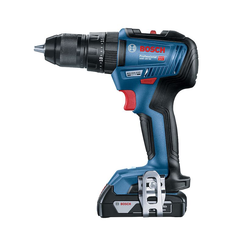Parafusadeira Furadeira Impacto Bosch GSB 18V-50 18V Brushless 2 baterias e maleta