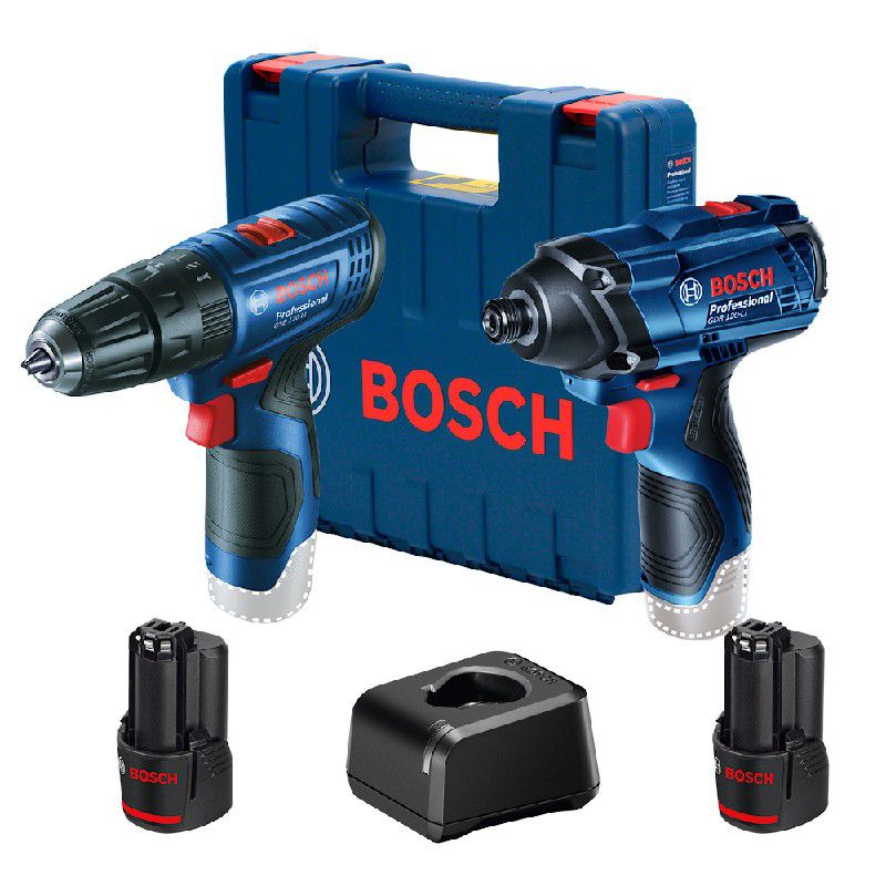 Kit Bosch Furadeira e Parafusadeira GSB 120-LI e Chave de Impacto GDR 120-LI 12V