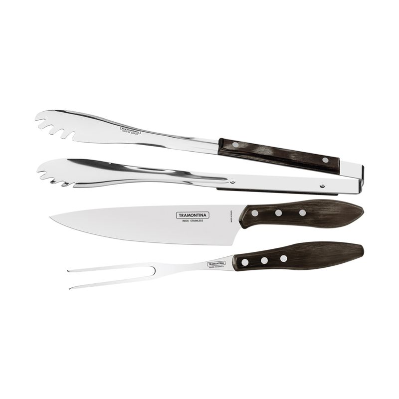Jogo Churrasco 3 Peças Polywood Castanho - Tramontina