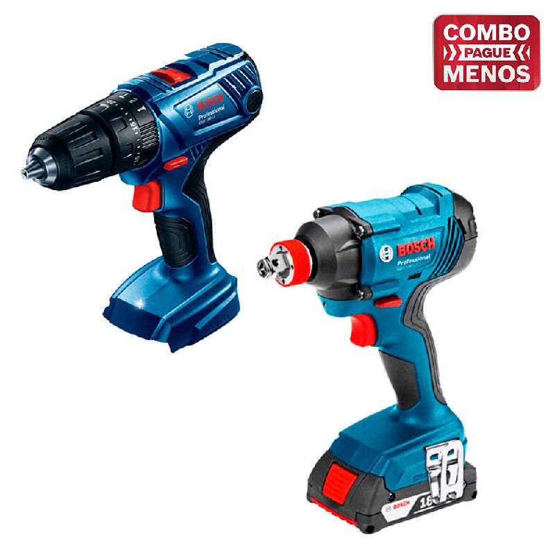 Kit Bosch Furadeira/Parafus + Chave Impacto + 2 Baterias 18V + Maleta - Bosch