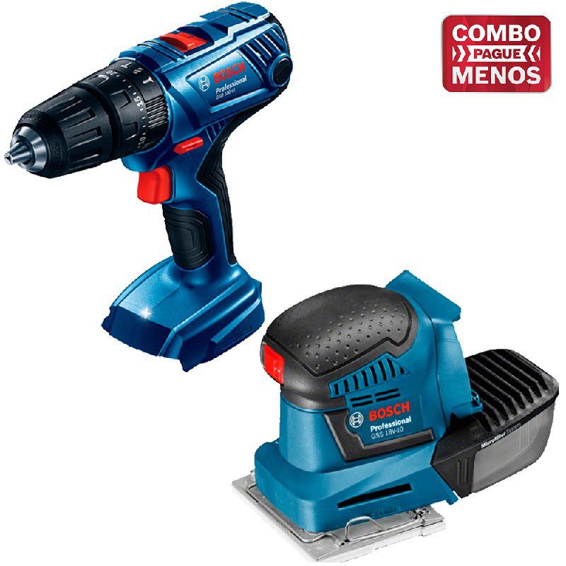 Kit Bosch Furadeira/Parafus + Lixadeira + 2 Baterias 18V + Maleta - Bosch