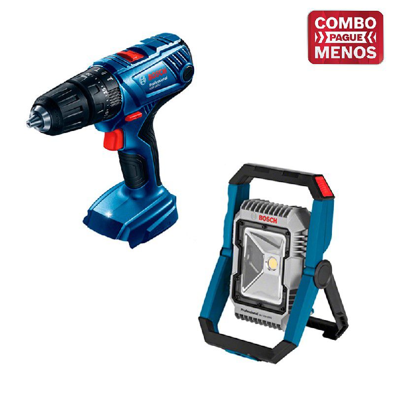 Kit Bosch Furadeira/Parafus + Lanterna + 2 Baterias 18V + Maleta - Bosch