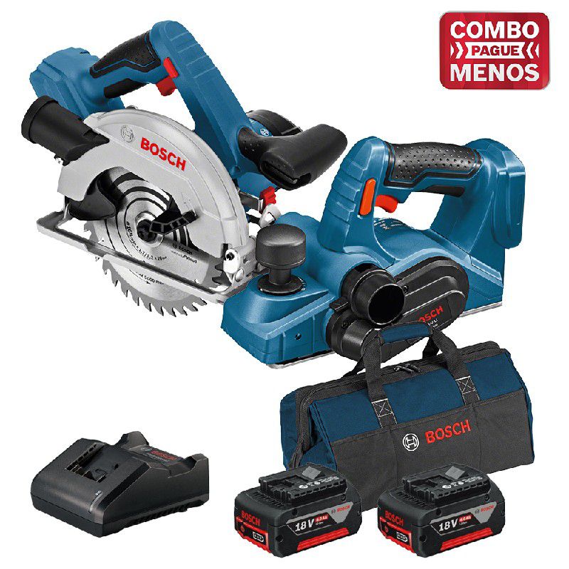 Kit Bosch Serra Circular + Plaina + 2 Baterias 18V + Maleta - Bosch