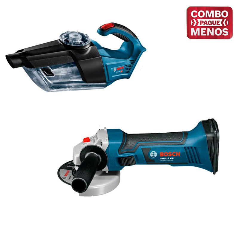 Kit Bosch Esmerilhadeira + Aspirador + 2 Baterias 18V + Maleta - Bosch