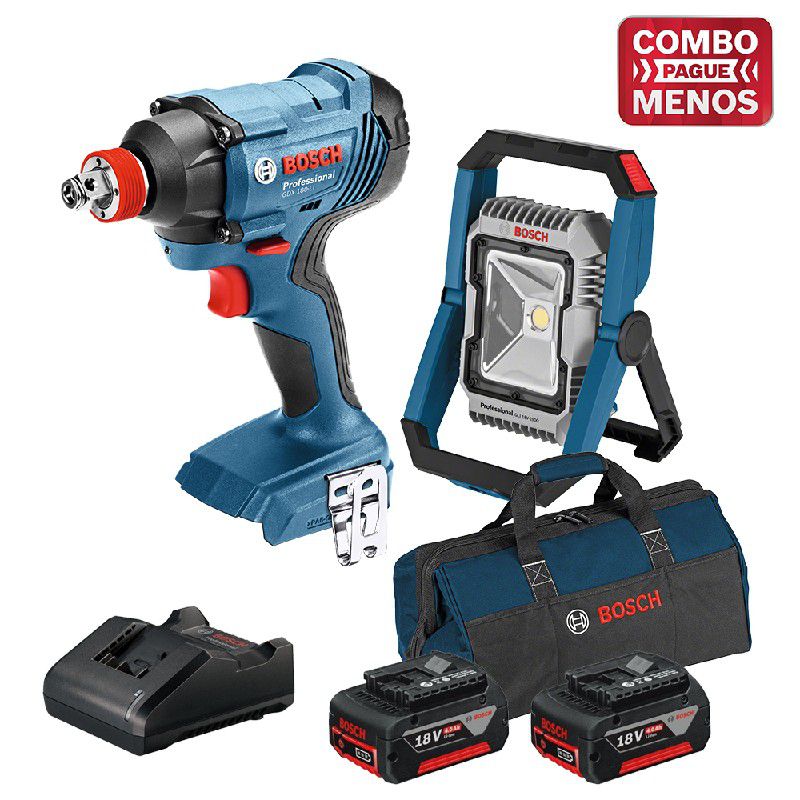 Kit Bosch Chave de Impacto + Lanterna + 2 Baterias 18V + Maleta - Bosch