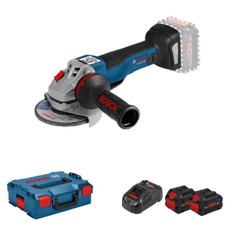 Esmerilhadeira Angular a Bateria 5'' GWS 18V-10 PC ProCORE,18V, 2 Baterias ProCORE 8,0Ah, Carregador, em Maleta L-BOXX Bosch