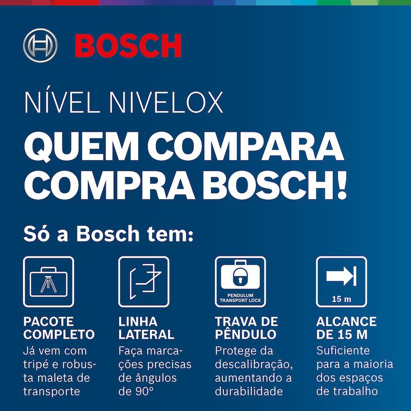 Nível Laser de Linhas Nivelox Bosch 15 metros