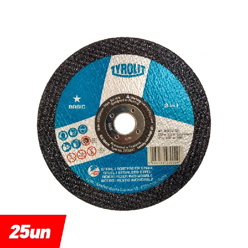 Combo Disco de Corte 2 Telas 7'' x 1/8'' x 7/8'' - Basic 2in1 - 223000 - TYROLIT