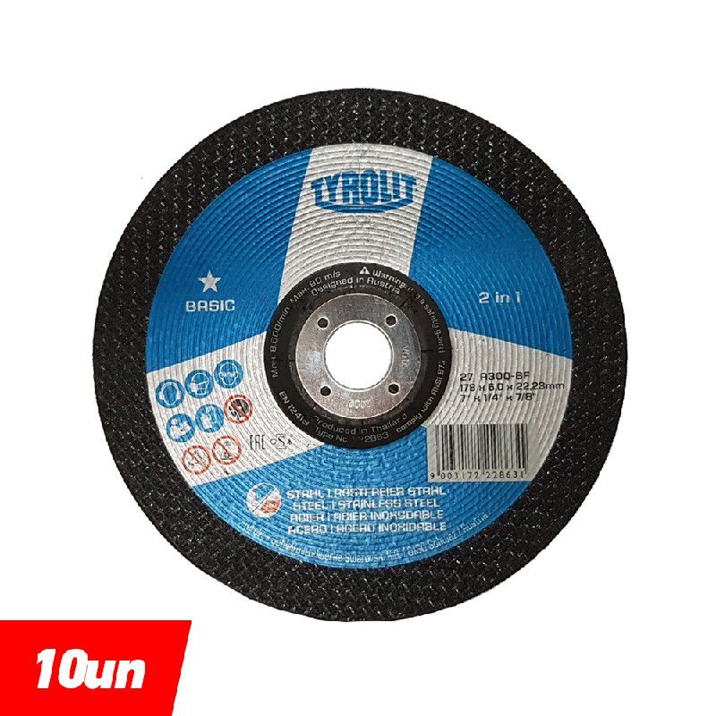 Combo Disco de Desbaste 7'' x 1/4'' x 7/8'' - Basic 2in1 - 222863 - TYROLIT