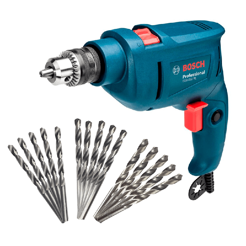 Kit Bosch Furadeira de Impacto 3/8 Pol. GSB 450 RE 450W 127V + Brocas - Bosch 