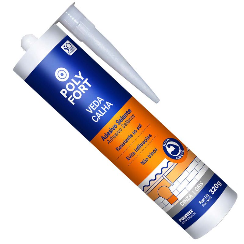 Kit 3 Selantes Adesivo Veda Calhas - Cinza 320g (ZD002) - Pulvitec