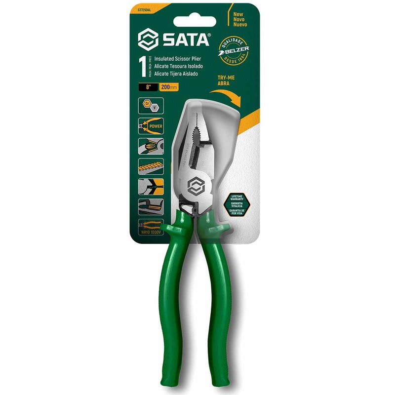 Alicate de Corte Tesoura Isolado 8'' (ST72504L) - Sata,