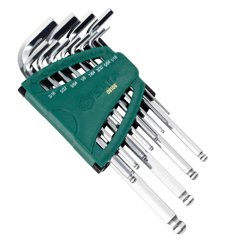 Jogo de Chaves Hexagonal Longa Abaulada Com 12 Peças (ST09106SJ) - Sata