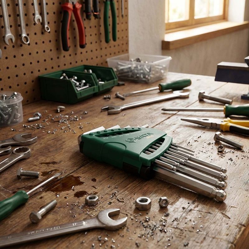 Jogo de Chaves Hexagonal Longa Abaulada Com 12 Peças (ST09106SJ) - Sata