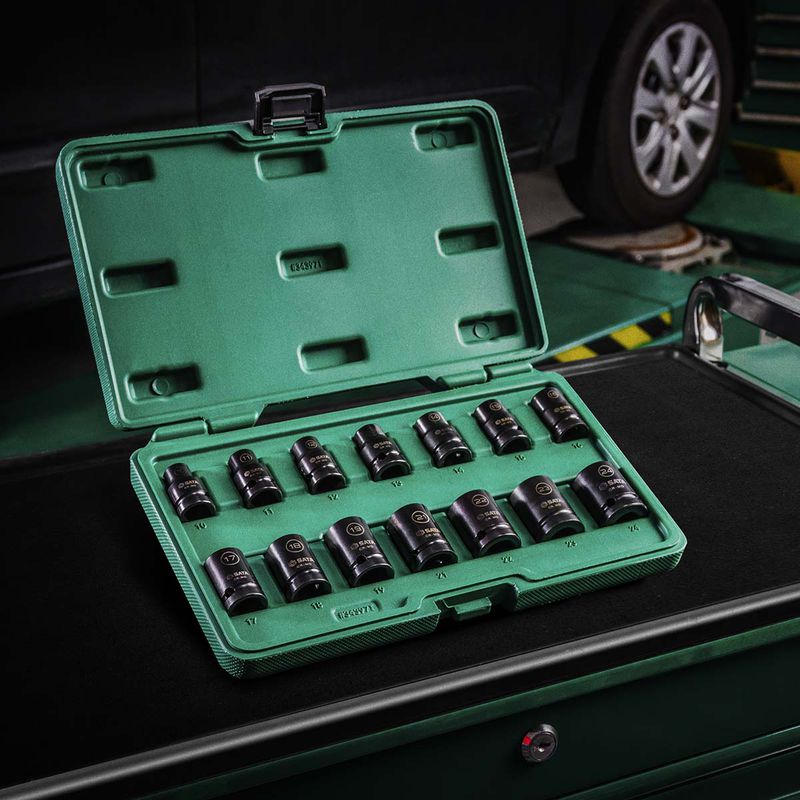 Jogo de Soquetes de Impacto Thinwall Com 14 Peças (ST34397T) - Sata