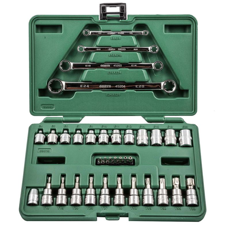 Jogo de Soquetes e Chaves E-torx Com 35 Peças (ST09010SJ) - Sata