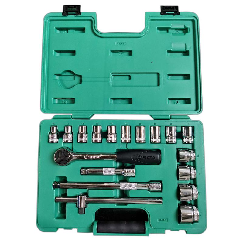 Jogo de Soquetes Estriados Com 18 Peças (ST09203SJ) - Sata