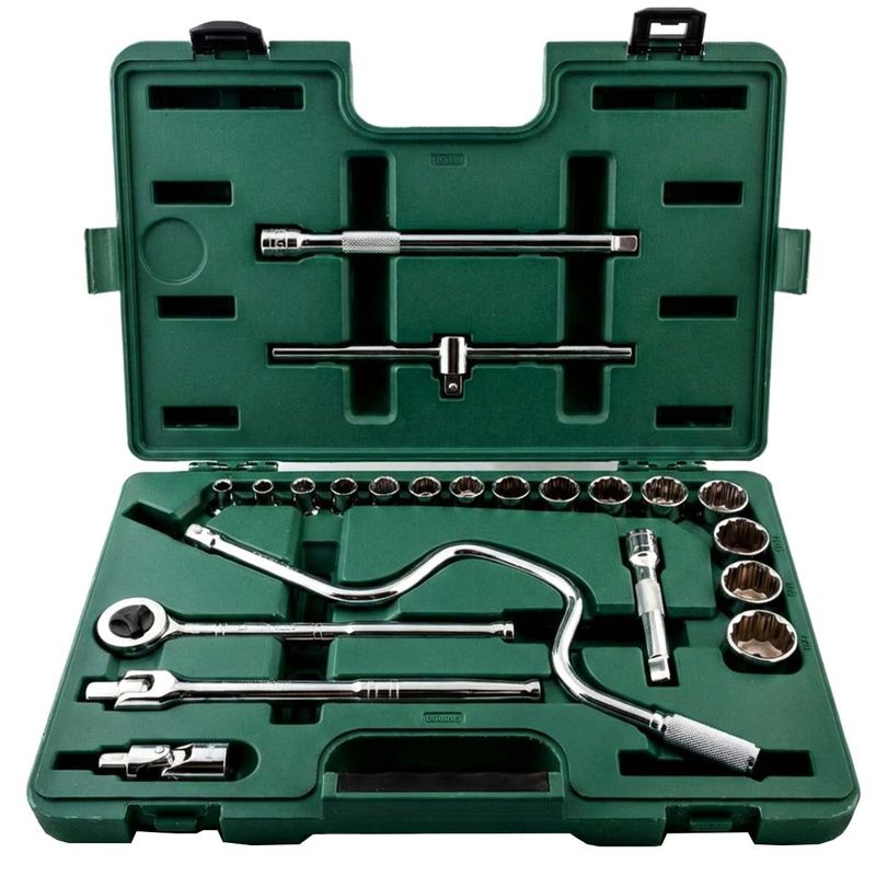 Jogo de Soquetes Estriados Com 22 Peças (ST09088SJ) - Sata