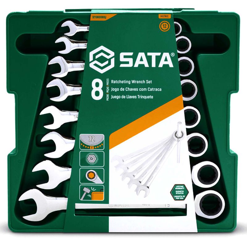 Jogo de Chave Combinada Com Catraca 8 Peças (ST08008SJ) - Sata