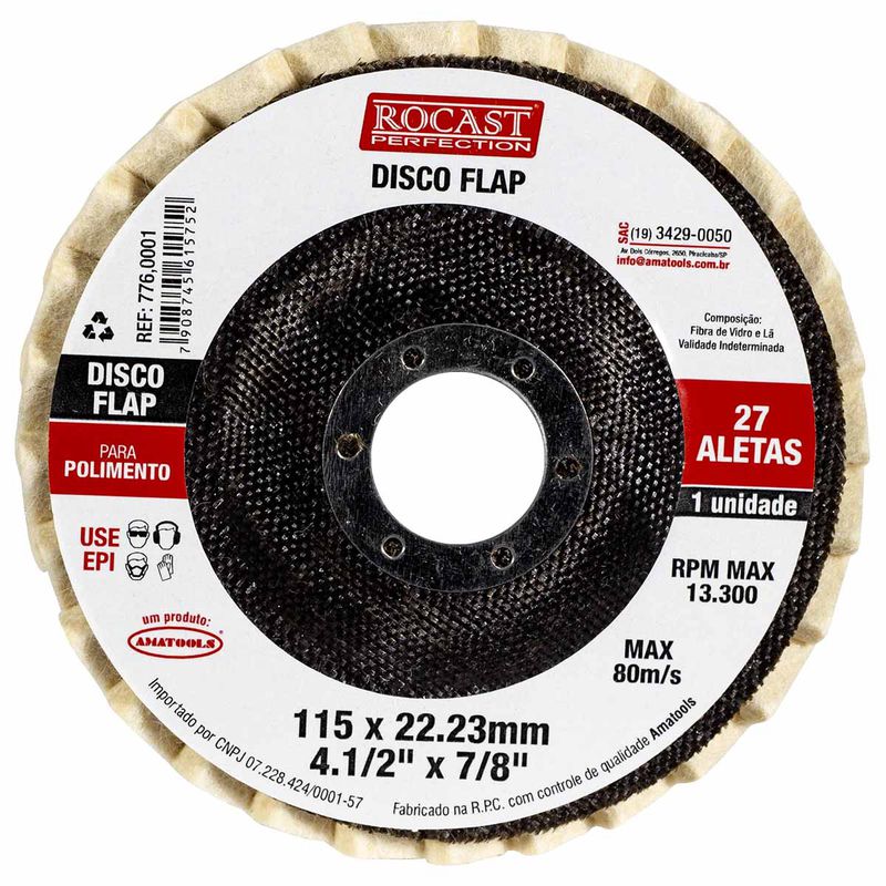 Disco Flap Para Polimento 115 x 22,23mm (776,0001) - Rocast