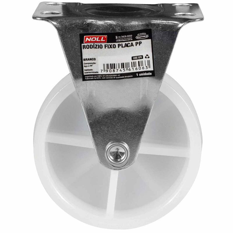 Rodízio Fixo Branco Placa PP 50 x 20,3mm (778,0040) - Noll