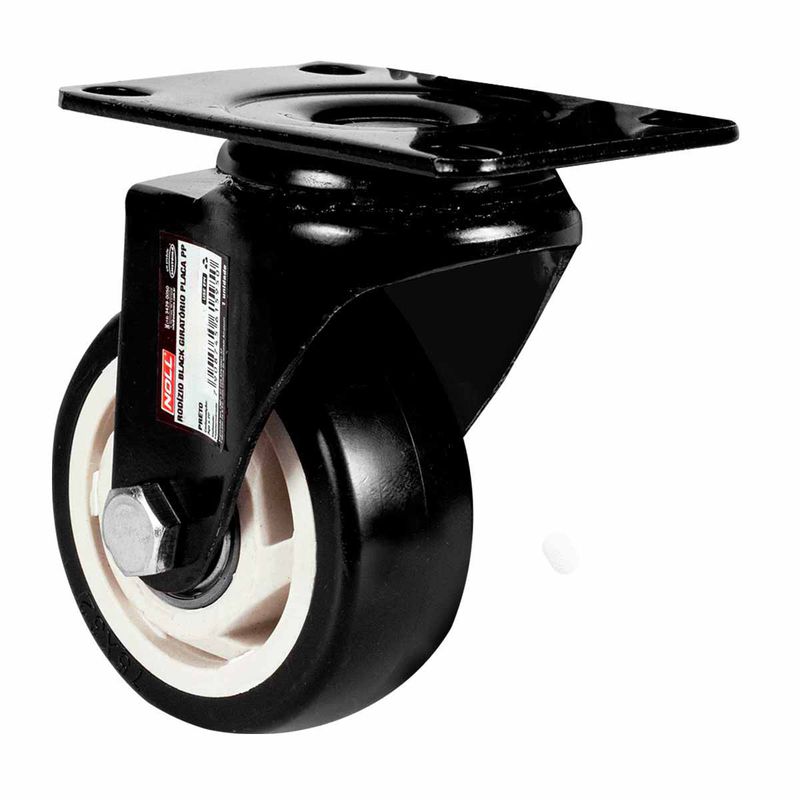 Rodízio Fixo Preto Placa PP 100 x 32mm (778,0008) - Noll