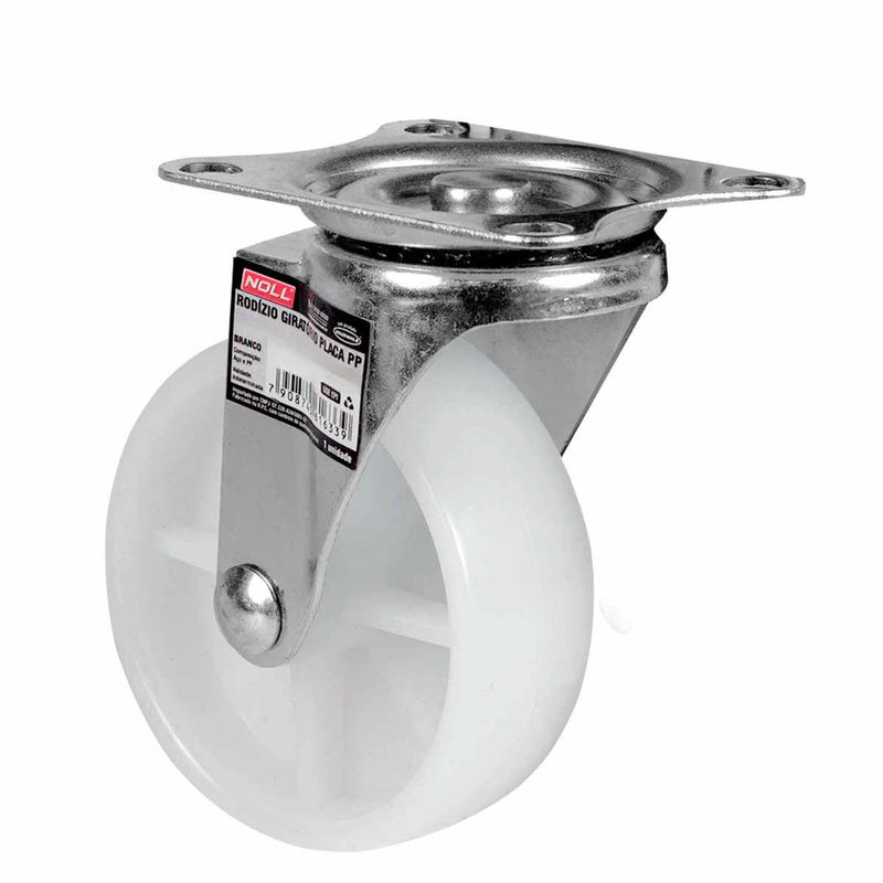 Rodízio Giratório Branco Placa PP 40 x 16,3mm (778,0036) - No