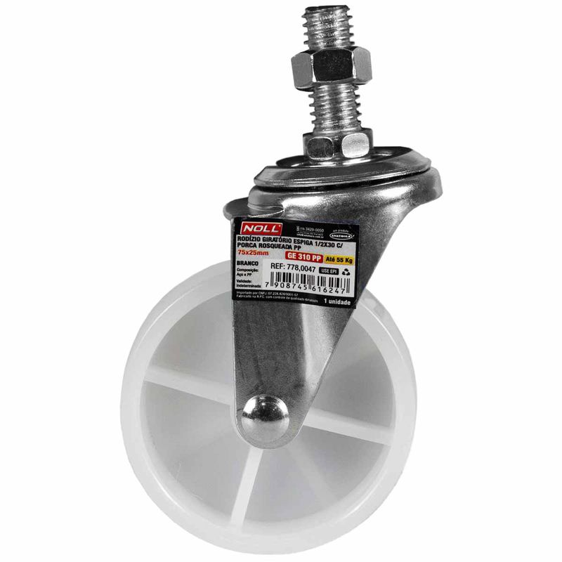 Rodízio Giratório Com Porca Rosqueada Espiga 75 x 25mm (778,0047) - Noll