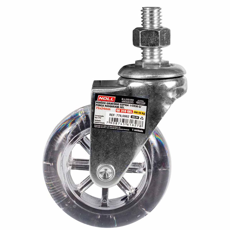 Rodízio Giratório Com Porca Rosqueada Espiga 75 x 24mm (778,0062) - Noll