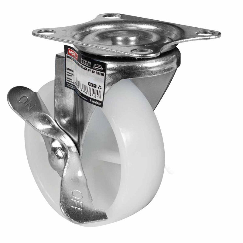 Rodízio Giratório Com Freio e Placa 40 x 16,3mm (778,0042) - Noll