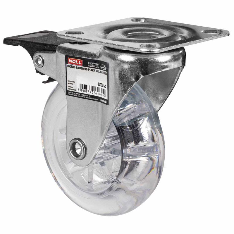 Rodízio Giratório Gel Com Freio 35 x 24mm (778,0057) - Noll