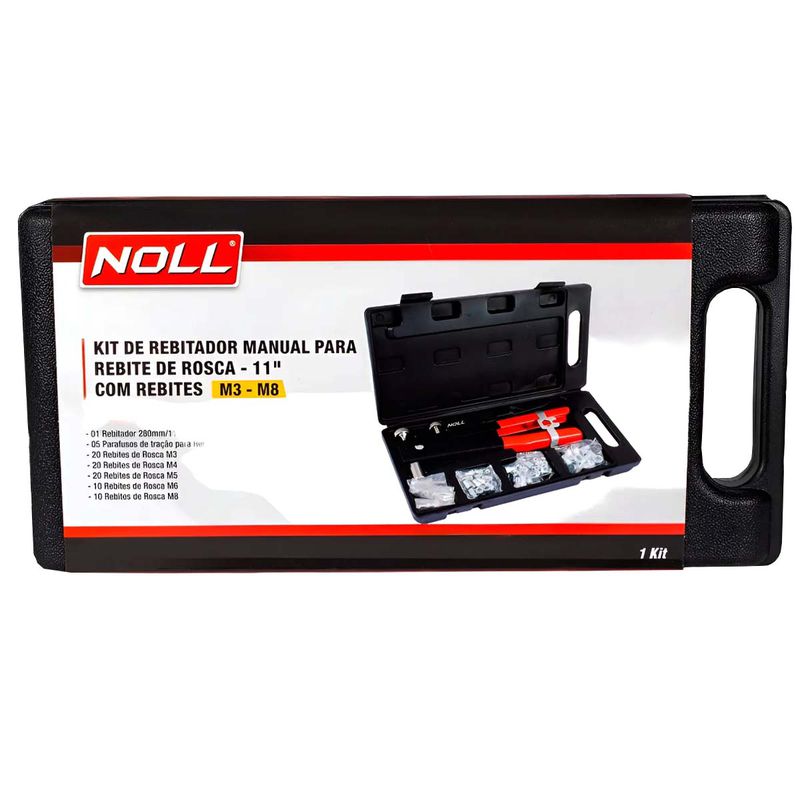 Kit Rebitador Manual Para Rebite de Rosca 11'' Com 86 Peças (62,0013) - Noll