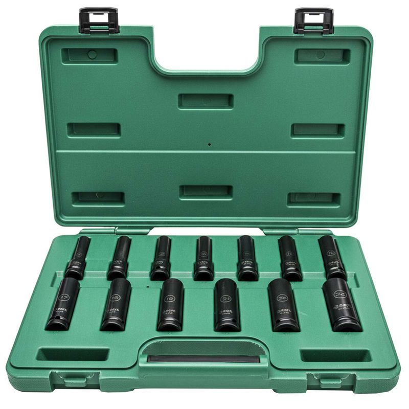 Jogo de Soquete de Impacto Parede Fina Com 13 Peças (ST34398T) - Sata