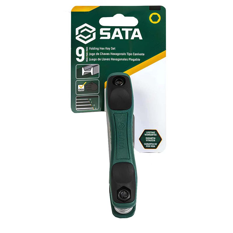 Jogo de Chave Hexagonal Tipo Canivete Com 9 Peças (ST09122SJ) - Sata