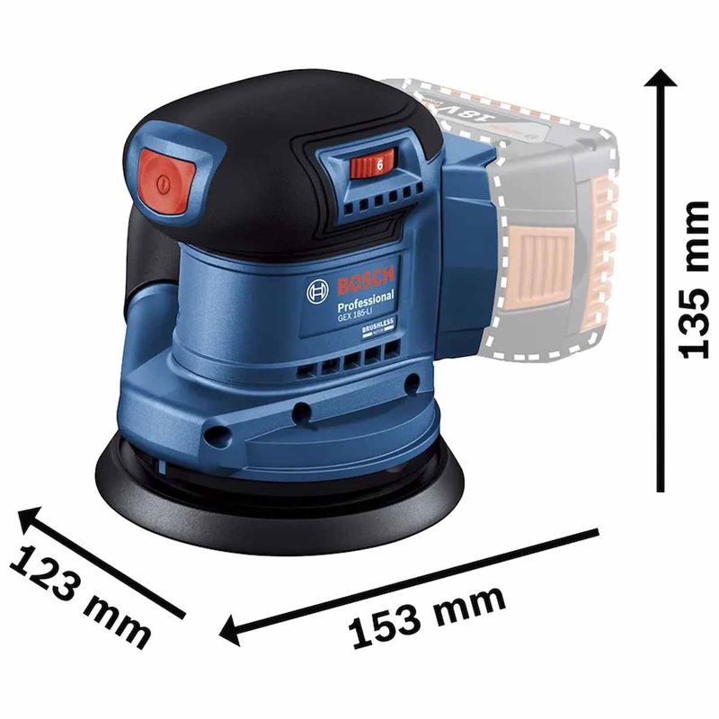 Lixadeira Roto-Orbital Com 2 Baterias e Carregador + Bolsa (GEX 185-LI) - Bosch