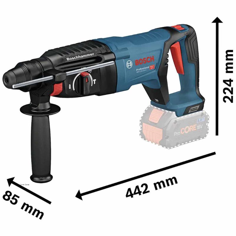 Martelete Rompedor Com 2 Baterias e Carregador + Bolsa (GBH 18V-26D) - Bosch